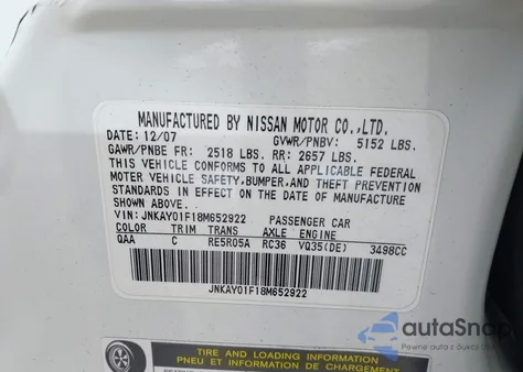 2008 Infiniti M35X from USA, damaged, VIN JNKAY01F18M652922